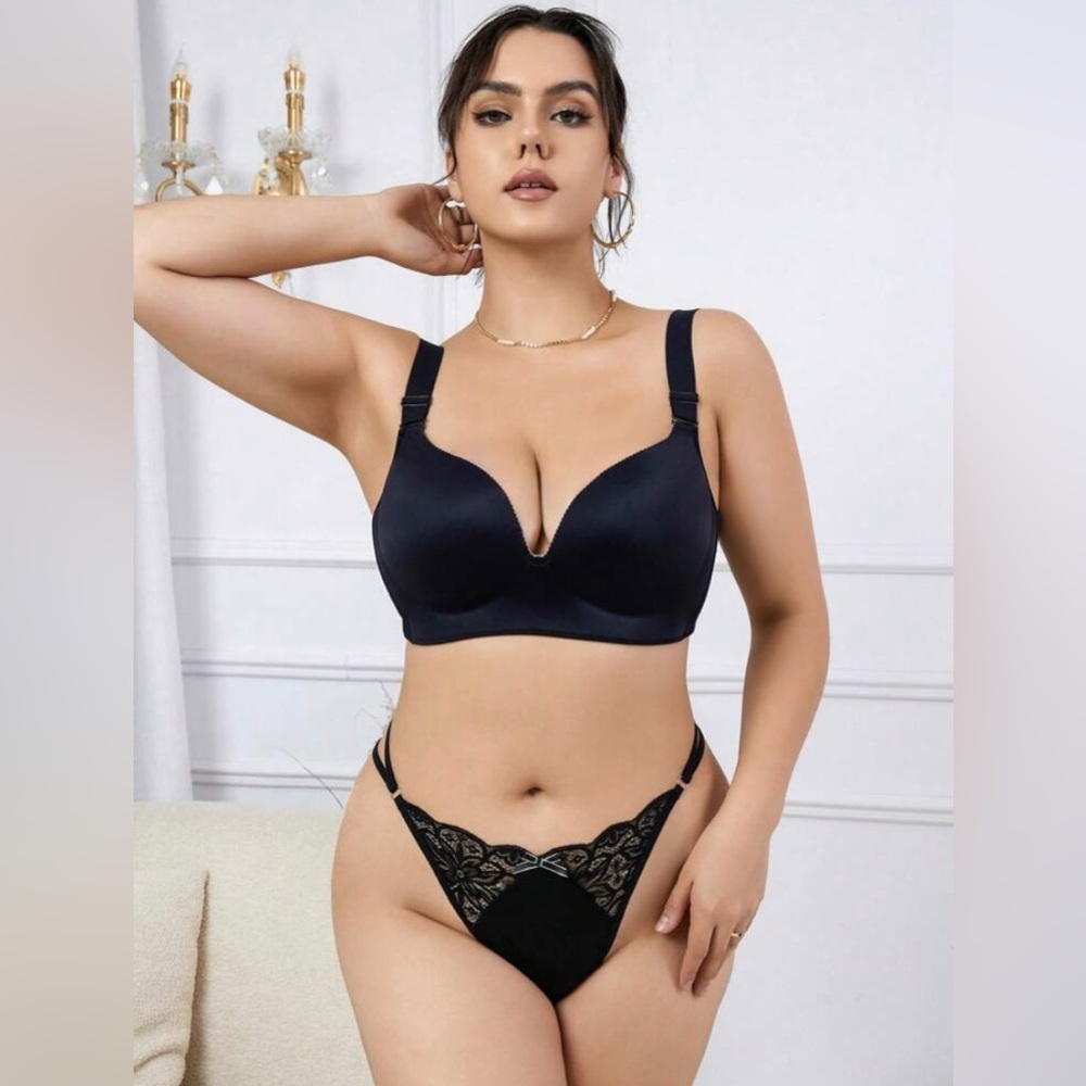 Black Contrast Lace Lingerie Panty